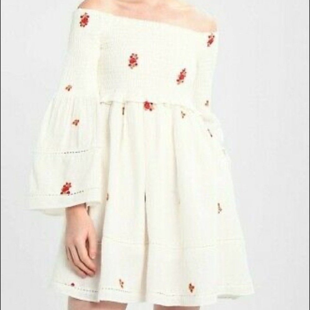 Free People smocked dress with bell sleeves